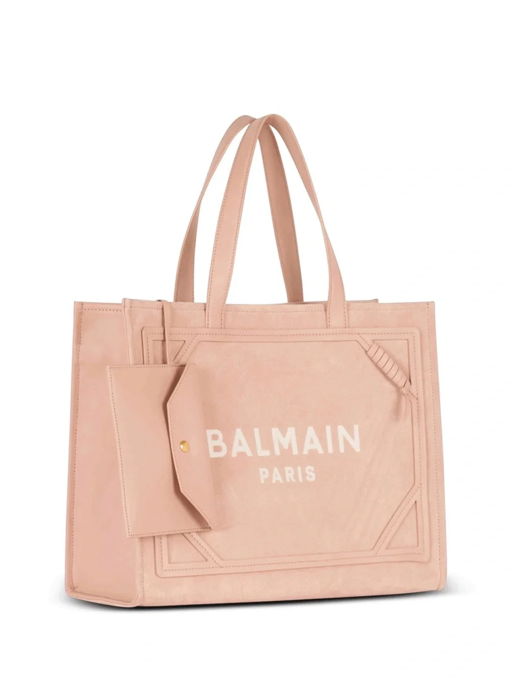 Balmain Medium Suede B-Army Tote in Neutral Rose